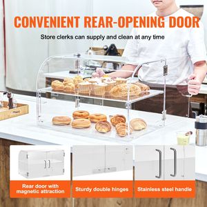 Vetrina Espositiva per Pasticceria a 2 Livelli in Acrilico con Accesso Posteriore e Lati Rimovibili per Centri Commerciali e Negozi - Product Image 5