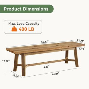 Panca da Ingresso in Legno Massello, Sgabello, Panca Portascarpe, Sedia da Tavolo da Pranzo - Arredamento Camera da Letto - Product Image 6