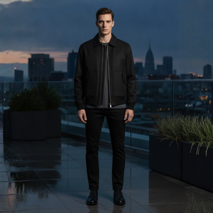Nouvelle veste décontractée respirante pour homme, couleur unie, avec fermeture éclair et manches longues, col rabattu, en polyester/coton. - Product Image 5