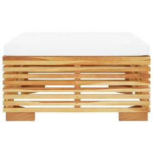 Chaise de jardin en tissu 100% polyester avec repose-pieds en bois de teck massif couleur crème - Product Image 4