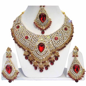 Indian Royal Copper Zircon Gold Plated Vintage Bridal Jewelry Set Flower Design Women Wedding Party Traditional Elegance Regal - Product Image 3