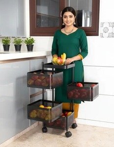 Soportes y Estantes de Almacenamiento: Carro de Plataforma Plegable de Cuatro Niveles con Recubrimiento de Polvo MS, Elegante y Portátil para Organización en Sala de Estar - Product Image 3