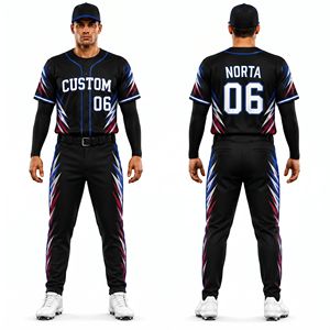 Conjunto de Pantalones Deportivos Sublimados con Patrón Geométrico Lineal Blanco y Negro, Uniformes de Béisbol de Poliéster para Equipos - Product Image 4