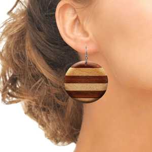 Pendientes de Moda para Mujer, Material de Resina y Madera, Diseño Personalizado para Fiestas y Eventos, India MN EXPORTS, Modelo MNE-1106, Canal - Product Image 6