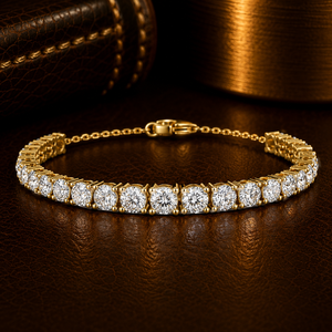 Round Cut Lab Grown Diamond Chain <b>Bracelet</b> 14K 18K <b>Solid</b> Gold DEF VVS Graduated Diamond <b>Bracelet</b> Wedding Fine Jewelry for Women - Product Image 1