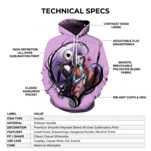 Purple <b>Halloween</b> Character 3D Printed Men’s Pullover <b>Hoodie</b> Regular Fit Casual Streetwear Autumn Hooded Sweatshirt - Product Image 5