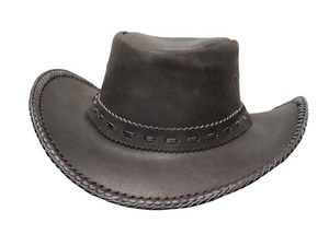 Handcrafted Dark Brown Leather <b>Cowboy</b> <b>Hat</b> Western Wide Brim Outdoor Ranch Riding Headwear for <b>Men</b> - Product Image 3