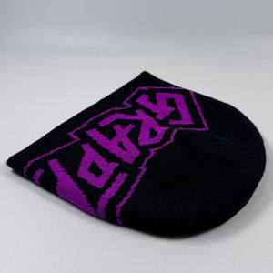 High Quality Knitted Unfold purple <b>Winter</b> <b>Caps</b> Custom Acrylic Beanies Cuffless with Your Own logo - Product Image 4