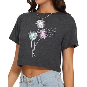 Camisetas Personalizadas para Mujer, Diseño con Estampado, Precio al por Mayor, Camiseta Corta, 100% Algodón, Tejido de Punto, Camiseta Holgada para Mujer - Product Image 1