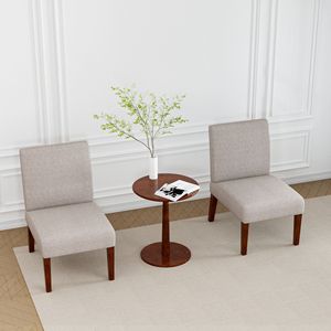<b>Set</b> of 2 Fabric Accent Vanity Chairs Wood <b>Table</b> Decorative Slipper Chair for Bedroom Home Office for Corner <b>Side</b> for Living Room - Product Image 3