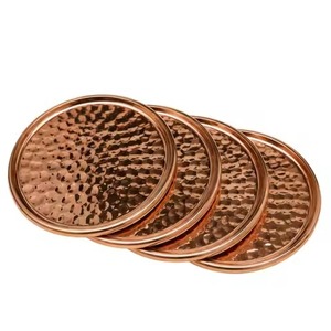 Vintage Inspired Copper Coaster Set Elegant Beverage <b>Protector</b> for Coffee <b>Table</b> Restaurant Bar Hotel Wedding Dining - Product Image 1