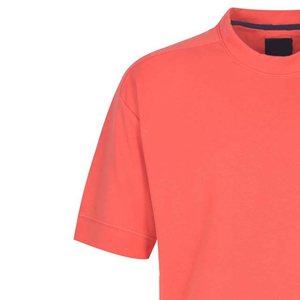 T-shirt pour homme en corail à col rond et manches courtes, coupe classique, couleur unie, tricoté, style décontracté - Product Image 4