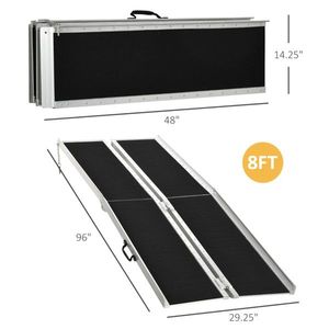 Portable 8 Threshold Ramp Foldable Carpeted Wheelchair Ramp for Handicap Car Access Home Use - Product Image 3