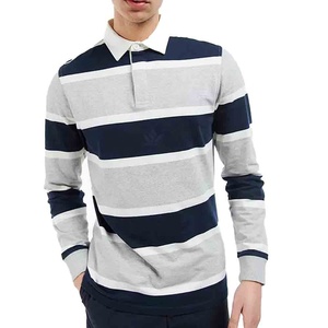 Camisa Polo de Manga Larga a Rayas para Hombre, Algodón Transpirable, Corte Regular, Cierre de Botones, Ropa para Todas las Temporadas - Product Image 1