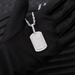 Moissanite Silver <b>Dog</b> <b>Tag</b> Pendant Iced Out Luxury Hip Hop Statement Jewelry Mens Womens Fashion Gift - Product Image 3