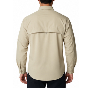Chemise de pêche à manches longues pour homme, en jersey solide, boutonnée, UPF 50+, 100% coton, 180g, séchage rapide, imprimé numérique, avec poche - Product Image 6