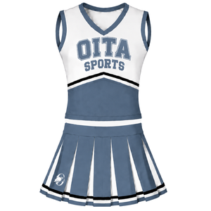Conjunto de Uniforme de Porristas Azul Pizarra, Top sin Mangas con Cuello en V, Falda Plisada, Uniforme Deportivo para Equipo Atlético, Danza y Espectáculos - Product Image 1