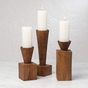 Décoration de Noël, porte-bougie en bois de manguier avec forme personnalisée, porte-bougie décoratif pour table, poli - Product Image 6