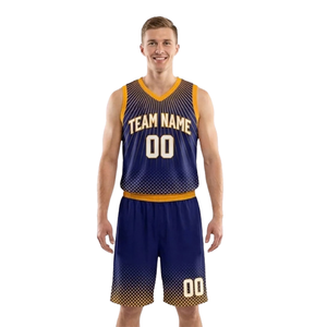 Conjunto de Uniforme de Baloncesto Personalizado para Hombre, Camiseta sin Mangas con Nombre y Número, Ribete en Contraste, Pantalones Cortos a Juego, Secado Rápido, 100% Poliéster - Product Image 1