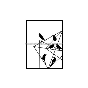 ของตกแต่งบ้านนกทรงเรขาคณิตติดผนังโลหะทันสมัย,กรอบโลหะรูปนกสำหรับตกแต่งบ้านสำหรับห้องนั่งเล่นห้องนอนและห้องวาดรูป - Product Image 2