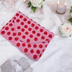 ALI FASHION ART Handmade Beaded Floral Embroidered Rectangular Purse Zipper Polyester <b>Foundation</b> for Travel Party Use Model - Product Image 2