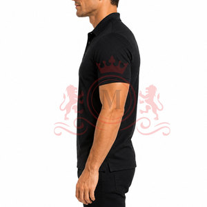 Export Quality Black Polo Shirt <b>Classic</b> Style Soft Cotton Fabric Breathable Comfortable Short Sleeve Daily Outfit - Product Image 3