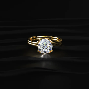 Special Occasion Round Solitaire Dual Plain Band <b>Ring</b> With Hidden Halo Vintage CVD <b>Diamond</b> <b>Ring</b> VVS-VS Clarity IGI Certified. - Product Image 1