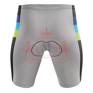 Ensemble maillot et short de cyclisme pour homme, bleu, gris, violet, vert, motif géométrique, manches courtes avec short rembourré - Product Image 6