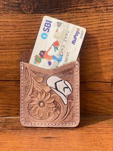New Hot Selling Hand <b>Tooled</b> Carving Designer ATM Card Holders Multi Uses Western Stylish Genuine <b>Leather</b> Card Holders for Unisex - Product Image 3