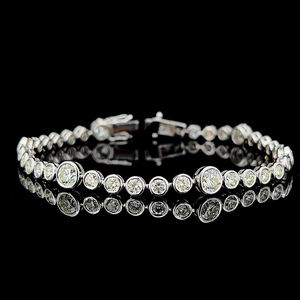 Pulsera de Diamantes Naturales de Alta Gama, Oro Blanco de 14K, 6.97 Ct, Diamantes Redondos con Certificación HRD, Joyería Fina al por Mayor - Product Image 1