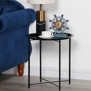 Elegante Mesa Auxiliar Redonda de Metal con Acabado Texturizado Martillado para Decoración de Sala de Estar y Estilo Contemporáneo del Hogar - Product Image 1