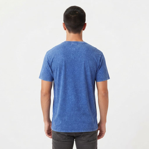 T-shirt Sportif Nouveauté Homme Effet Délavé Acide, Motif Élégant Bleu, Mélange Soie/Coton Lourd, Séchage Rapide et Respirant – Meilleure Vente - Product Image 4