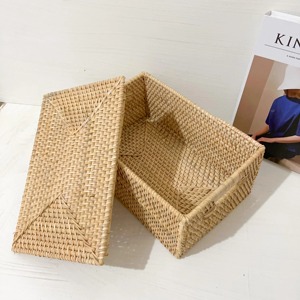 Rattan <b>basket</b> with handle Natural <b>Basket</b> Wicker <b>Basket</b> <b>Rectangular</b> <b>Basket</b> - Product Image 4