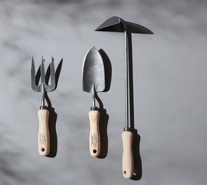 Kit de herramientas de jardinería profesionales con mango de madera, que incluye horquilla de mano, paleta y desherbador para el jardín del hogar. - Product Image 3