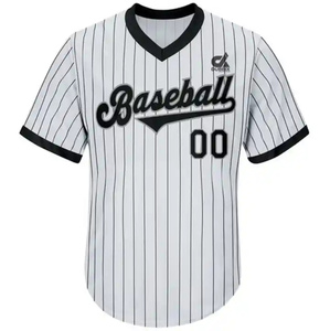 Camiseta de Béisbol Negra con Rayas Blancas, Cuello en V, Nombre y Número Personalizados, Estilo Profesional, Uniforme de Equipo, Venta al Por Mayor - Product Image 1
