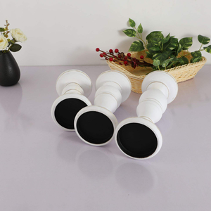 Ensemble de 3 porte-bougies en bois rustique, porte-bougies blancs, décoration de table pour mariage, banquet à domicile, par MULTI CRAFT - Product Image 5