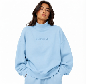 Women's Oversized Mockneck Sweatshirt Heavy Cotton Fleece Blank Capsule Wardrobe Fashion <b>Top</b> - Product Image 1