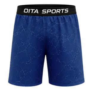 Shorts d'entraînement athlétiques imprimé marbre bleu roi avec taille élastique, respirants, légers, pour la gym, le fitness et la performance sportive - Product Image 1