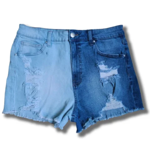 Pantalones cortos de mezclilla para mujer, personalizados de verano, de pierna ancha, casuales, de cintura alta, lavados, lisos, holgados, tipo jorts - Product Image 4