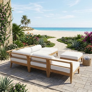 Canapé d'angle en teck pour l'extérieur, design moderne, fabricant indonésien, ensemble de canapés de jardin en teck massif, mobilier d'extérieur - Product Image 5