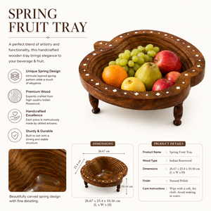 Plateau à fruits pliable artisanal en bois de rose indien |   Panier à fruits secs en bois de luxe |   Bol de service écologique, décoration de table, articles cadeaux - Product Image 5