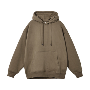 Sweat-shirt à capuche oversize pour homme, couleur unie, en molleton de coton, pull décontracté bleu avec poche, idéal pour l'automne - Product Image 3