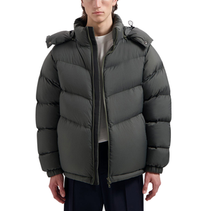 Men's Hooded Stand Collar Quilted <b>Jacket</b> Thick <b>Winter</b> Casual Zipper Closure Camouflage Pattern Loose Fit Long Length Windproof - Product Image 1