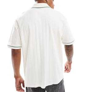 Polo homme en coton OEM, manches courtes, grandes tailles, tissu tricoté personnalisé, logo brodé, haute qualité, respirant. - Product Image 5