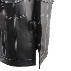 Gilet de motard en cuir pour homme, best-seller et à prix avantageux, en cuir épais sans manches, idéal pour les clubs moto, en vente - Product Image 6
