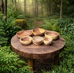 Luxury <b>Dinnerware</b> Elegant Premium Designer Classic Formal Fruit Salad Japanese Wood Bowl <b>Set</b> - Product Image 3