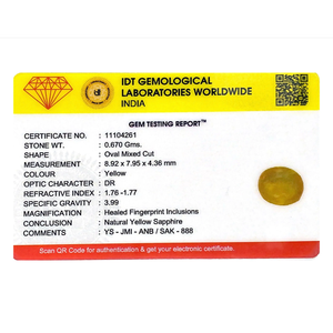 Loose 3.35 Carat Oval Cut Yellow Sapphire Gemstone for Fine Jewelry 6mm Height - Product Image 4