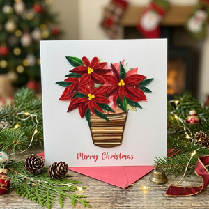 Magnifique carte de vœux de Noël artisanale en quilling 3D, écologique, personnalisée, imprimée en sérigraphie, vernissage brillant Vietnam. - Product Image 2