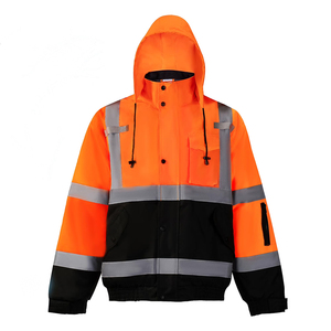 Chaqueta de trabajo de construcción para invierno, cálida, reflectante, de seguridad, con capucha, transpirable, de alta visibilidad, para hombre. - Product Image 1