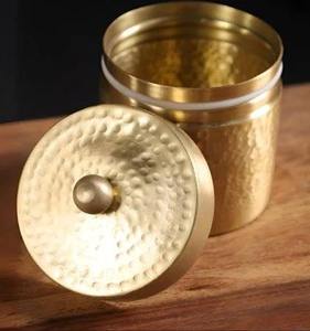 Best Brass Storage <b>Container</b> Elegant Decorative Tin for Kitchen Spices Sugar Tea with Locking Lid Available at Affordable Price - Product Image 1